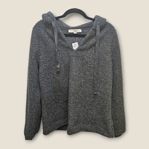 LOFT Gray Sherpa Hoodie Sweater Pullover Long Sleeve Women's Size S New